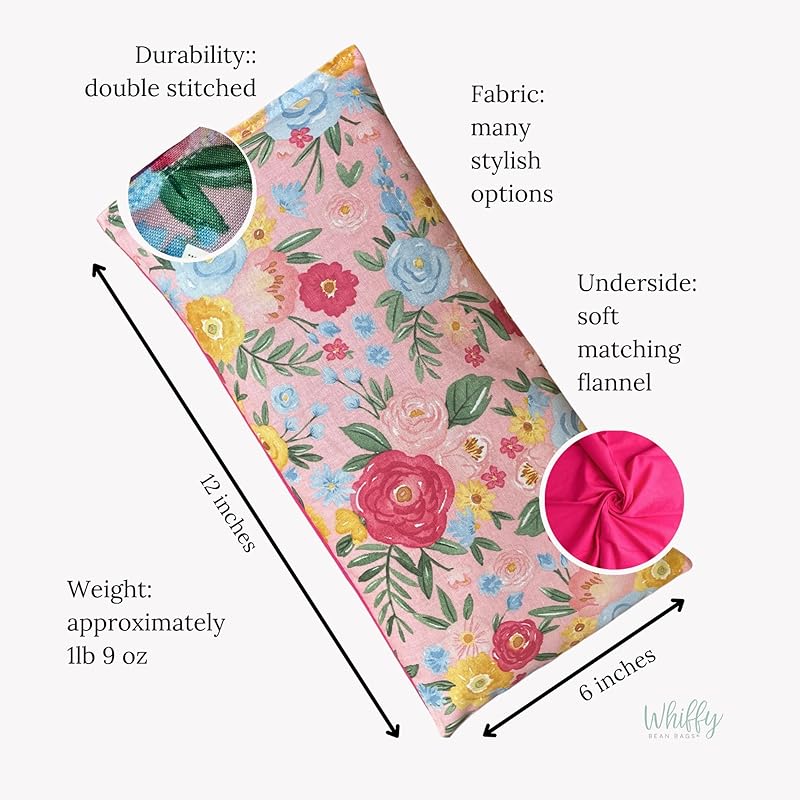 Large Microwave Heating Pad with Flax Seed, Scented or Unscented, Good For Back Pain or Cramps, Moist Heat Therapy or Ice Pack, Microwavable Bean Bag, 6" x 12" (Roses, Peppermint)