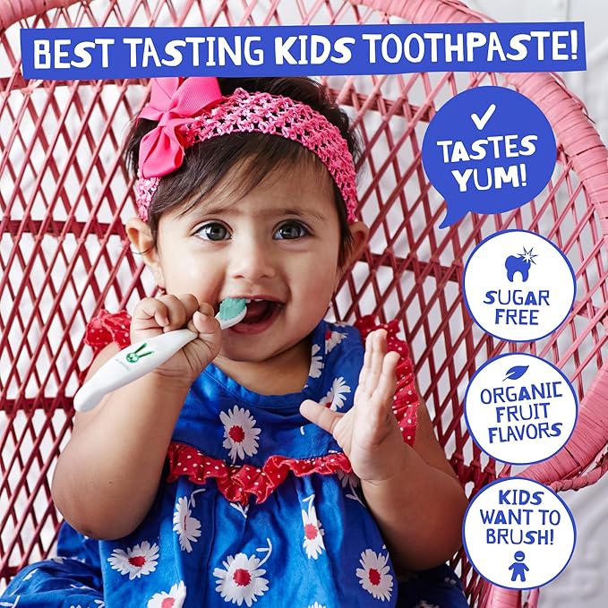 Jack N' Jill Natural Toothpaste for Baby and Infants - Fluoride Free Training Toothpaste, 40% Xylitol, BPA Free - Strawberry, 1.76 oz (Pack of 1)
