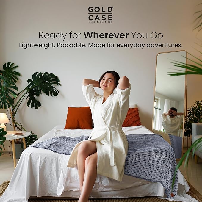 Gold Case Throw Blanket for Couch – 100% Recycled Turkish Cotton Blankets & Throws – Elegant Decorative Throw Blankets for Living Room Sofa – Woven Throws for Couch – Vintage Grey– 60x80