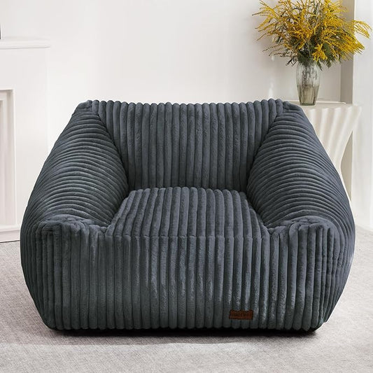 HABUTWAY Bean Bag Chair, Giant Bean Bag Chairs for Adults and Kids, Bean Bag Sofa, Lazy Floor Sofa, Faux Fur Beanbag Chair with Armrests for Living Room Bedroom (Dark Grey)