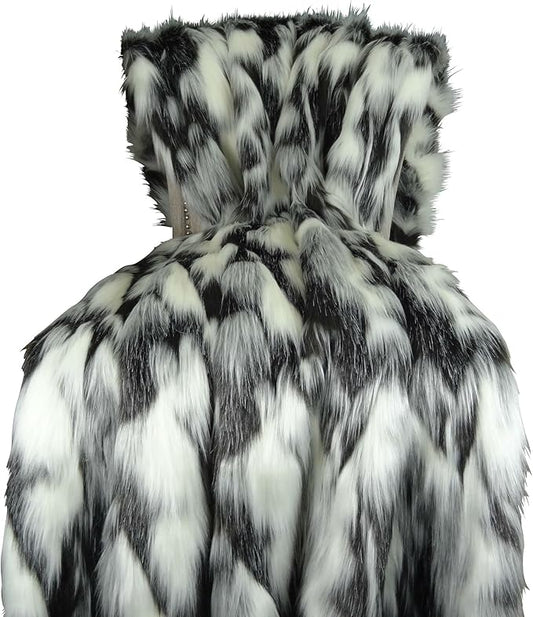 Gray Black White Faux Fur Oversized Blanket and Bedspread - Tibet Fox Fur - Gray Black White Luxury Faux Fur - Soft Faux Fur Blankets, Bedspreads and Throws, Handmade in USA, 16438