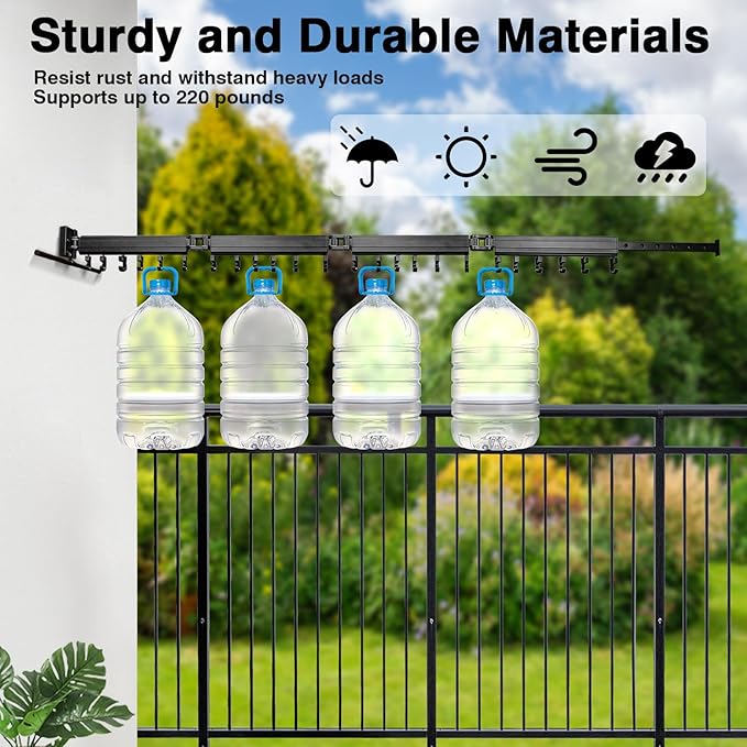 Gezen Clothes Drying Rack, Wall Mounted Drying Rack Clothing Retractable, Foldable Clothes Hanger Rack with 24 Hooks for Laundry Room Organization and Storage, Space Saving, Collapsible, Quad-Fold