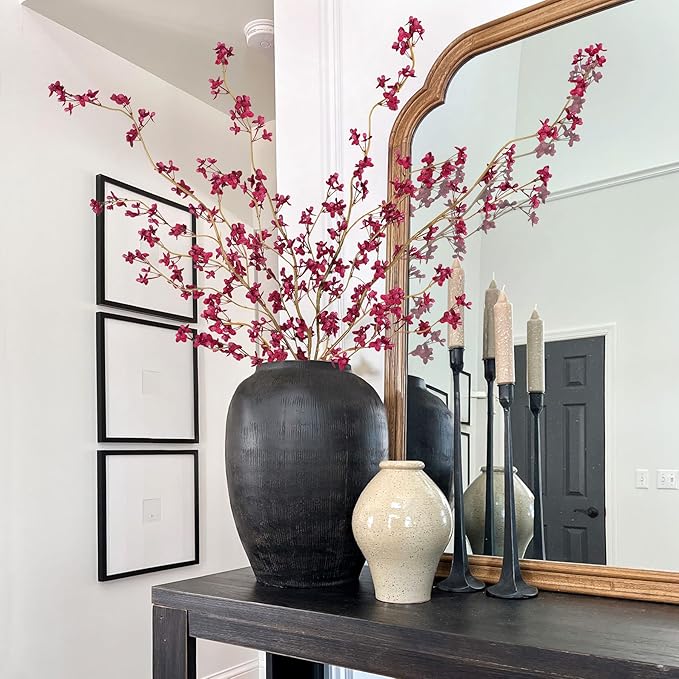 4Pcs Fake Flowers Blossom Branches Artificial Flowers for Indoor Decor, Faux Long Stem Realistic Indoor Plants for Vase Wedding Home Office Bedroom Party Table Centerpieces Decor