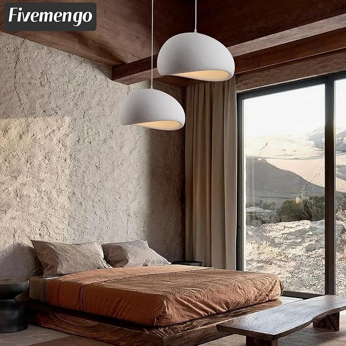 19.7in Wabi Sabi Pendant Lights Kitchen Island Lighting Fixture Ceiling Mount White Modern Japanese Lamp Japandi Chandelier for Dining Living Room Hallway Bedroom Restaurant Hanging Lamp