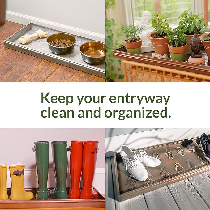 Good Directions Large Boot Tray, Circles Multi-Purpose All Weather Decorative Boot Tray, Shoes, Plants, Garage, Patio Door, Pet Bowls, 34 inch Entry Indoor Shoe Tray, Copper Finish