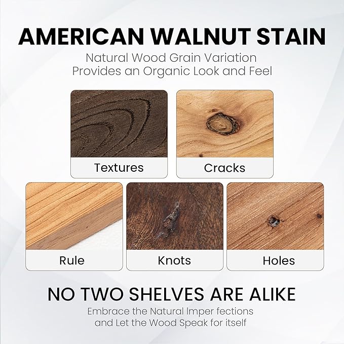 Fun Memories Solid Elm Wood Floating Shelves, 36 Inch Floating Shelves for Wall, Wall-Mounted Wooden Shelves with Invisible Heavy-Duty Brackets for Books, Bathroom, Kitchen, Natural, 2 Pack