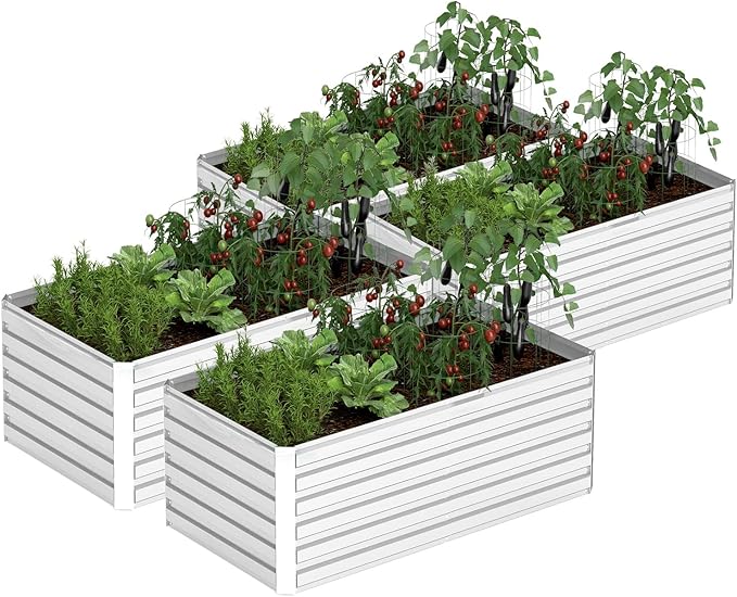 6x3x2 ft Raised Garden Bed, Large Metal Planter Raised Beds, Planters for Outdoor Plants for Vegetables, Flowers, Herbs, Fruits, and Succulents.(4 Pcs)