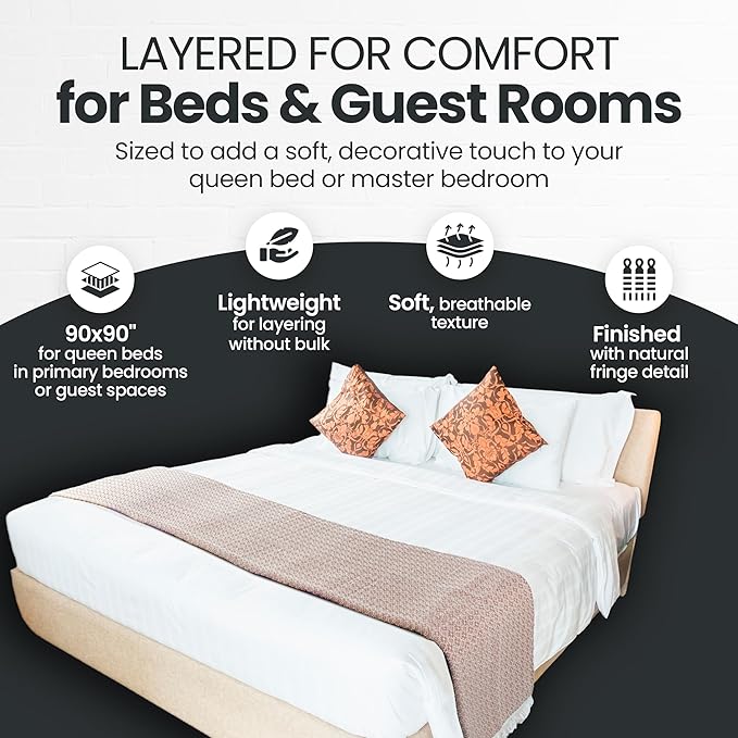 Gold Case Throw Blanket for Bed – 100% Recycled Turkish Cotton Bed Blanket – Decorative Throw Cotton Blankets for Living Room & Bedroom – Retro Navy Blue Woven Queen Blankets – 90x90