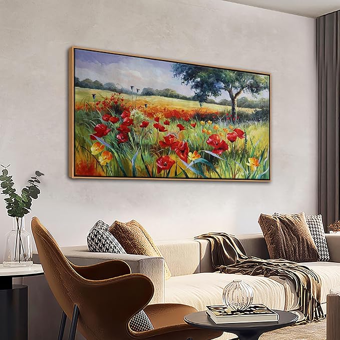 Green Tree Wall Art - Large Canvas for Living Room & Bedroom - Framed 24x48