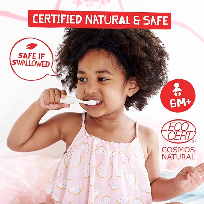 Jack N' Jill Natural Toothpaste for Baby and Infants - Fluoride Free Training Toothpaste, 40% Xylitol, BPA Free - Raspberry, 1.76 oz (Pack of 1)