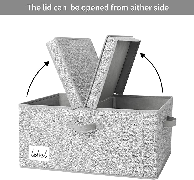 GRANNY SAYS Fabric Storage Bin with Lid, Decorative Storage Box, Extra Large Storage Baskets, Closet Organizer, Gray, 1-Pack