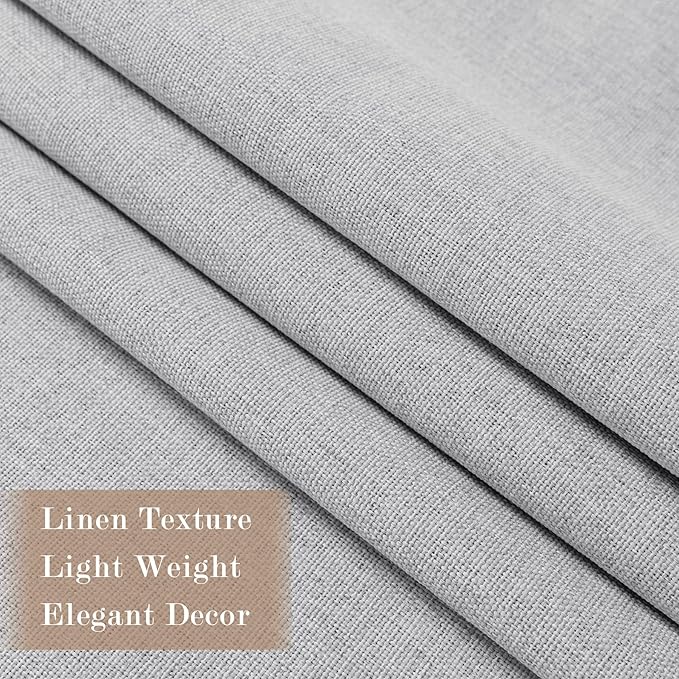 100" W x 96" L Faux Linen Room Divider Curtains, Full Blackout Pinch Pleated Drapes for Traverse Rod, Bedroom Divider Privacy Drapery with Hooks for Ceiling Track, 1 Panel, Silver Grey