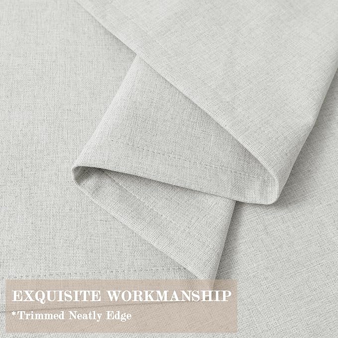 100" W x 96" L Faux Linen Room Divider Curtains, Full Blackout Pinch Pleated Drapes for Traverse Rod, Bedroom Divider Privacy Drapery with Hooks for Ceiling Track, 1 Panel, Greyish White