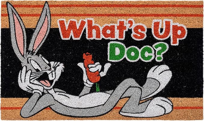Gertmenian Looney Tunes Coir Doormat - 2x3 Welcome Mat (2-Pack), Ideal for High Traffic Areas in Front Door, Garage, Entryway - Warner Bros. Doc/Folks, 80029