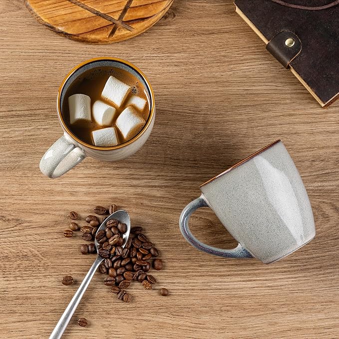 GBHOME Ceramic Coffee Mugs Set of 6, 12oz Stoneware Coffee Mugs Set For Dad Mom Women MEN, Light Weight Coffee Cups for Latte/Tea/Beer/Hot Cocoa, Dishwasher & Microwave Safe