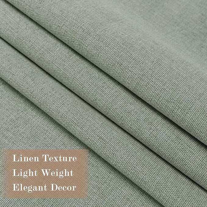100" W x 96" L Faux Linen Room Divider Curtains, Full Blackout Pinch Pleated Drapes for Traverse Rod, Bedroom Divider Privacy Drapery with Hooks for Ceiling Track, 1 Panel, Fog Green