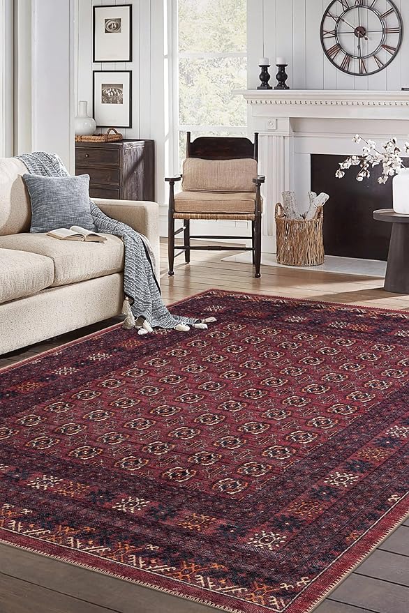 Keen Home Design 8x10 Rug - Machine Washable Area Rug with Non-Slip Backing, Ideal for Living Room, Dining Room, Bedroom - Vintage, Easy Clean, Durable, Low Pile Rug - (8' x 10')