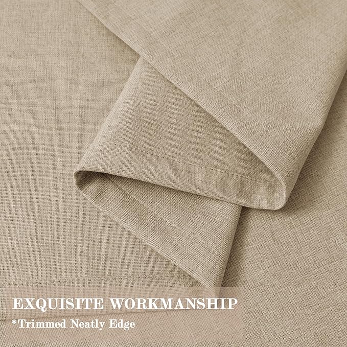 100% Blackout Linen Textured Drapes for Bedroom Pinch Pleated Curtains for Track System Portable Drapery for Sliding Glass Door/Storage/Space Room Divider, 70" Wx84 L, 1 PC, Sand Beige