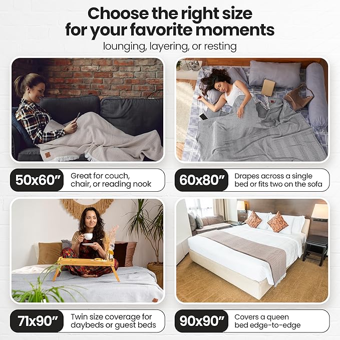 Gold Case Throw Blanket for Bed – 100% Recycled Turkish Cotton Bed Blanket – Decorative Throw Cotton Blankets for Living Room & Bedroom – Retro Beige Woven Queen Blankets – 90x90