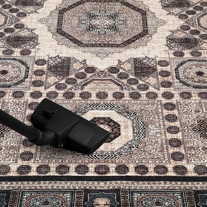 Keen Home Design 9x12 Rug - Machine Washable Area Rug with Non-Slip Backing, Ideal for Living Room, Dining Room, Bedroom - Vintage, Easy Clean, Durable, Low Pile Rug - (9' x 12')