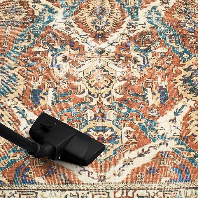Keen Home Design 9x12 Rug - Machine Washable Area Rug with Non-Slip Backing, Ideal for Living Room, Dining Room, Bedroom - Vintage, Easy Clean, Durable, Low Pile Rug - (9' x 12')
