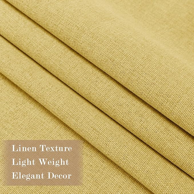 100" W x 84" L Faux Linen Room Divider Curtains, Full Blackout Pinch Pleated Drapes for Traverse Rod, Bedroom Divider Privacy Drapery with Hooks for Ceiling Track, 1 Panel, Yellow