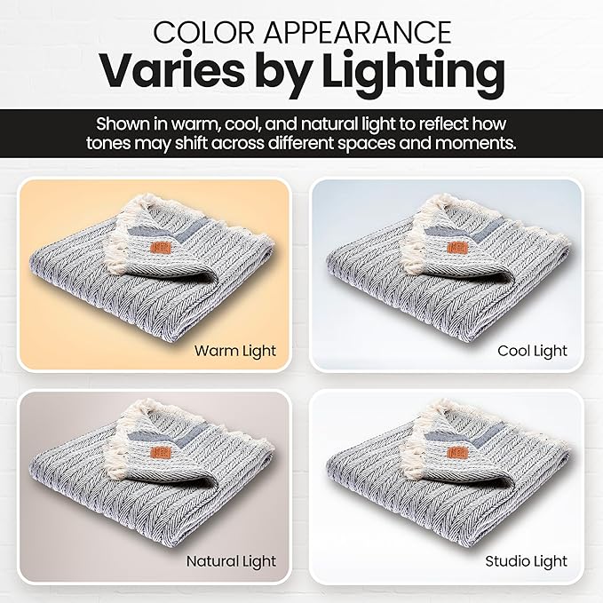 Gold Case Throw Blanket for Couch – 100% Recycled Turkish Cotton Blankets & Throws – Elegant Decorative Throw Blankets for Living Room Sofa – Woven Throws for Couch – Vintage Navy Blue – 50x60