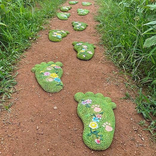 Garden Stepping Stones - Decorative Stones for Patio, Lawn, Stepping Stones Made of Resin (Set of 2)