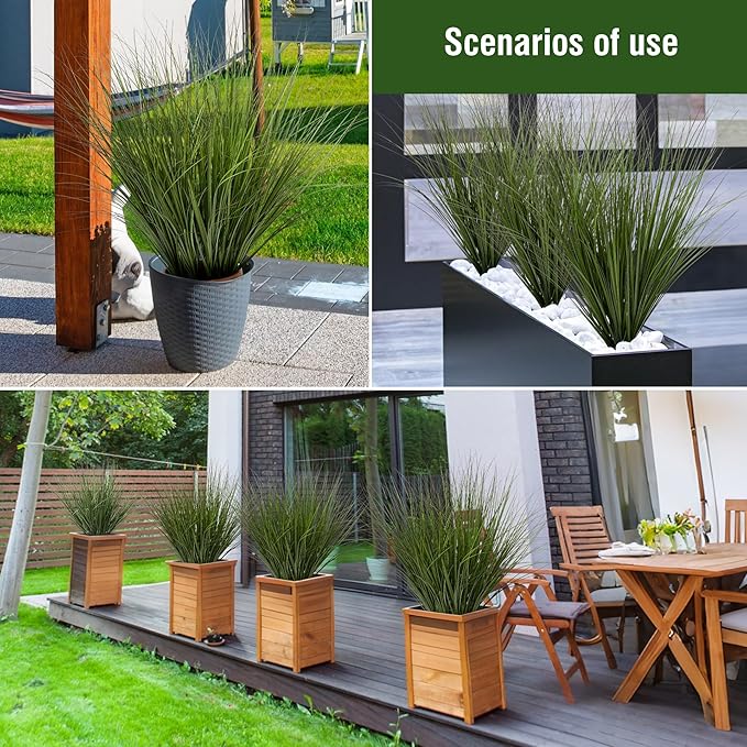 6PCS Fake Plants Artificial Wheat Grass Greenery Plastic Plants Fake Grass Artificial Plants for Outdoor Decor Artificial Grass Plant with Greenery Stems for Indoor Home Decoration 26.4"
