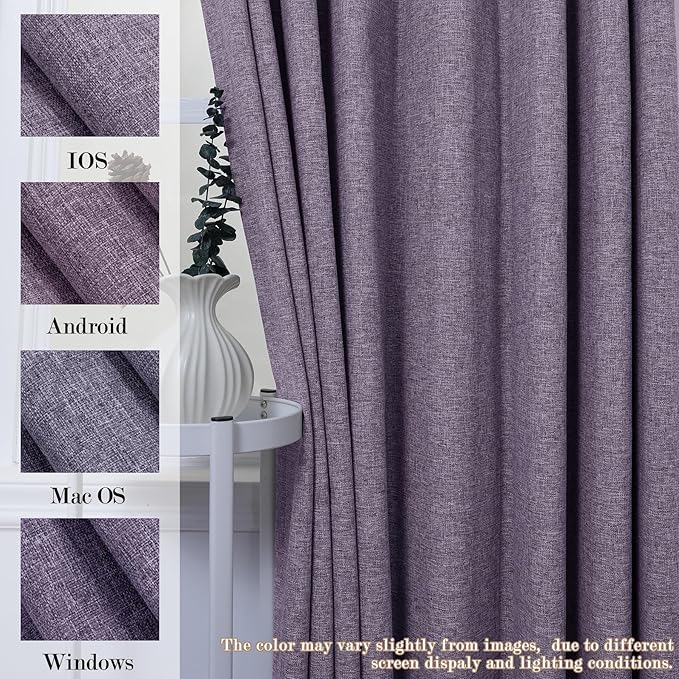 120" Wx108 L Linen Room Divider Drapes for Doorway/Glass Window/Sliding Door/Patio, Extra Wide Pinch Pleated Full Blackout Curtains for Girls Boys Teen Kids Room, 1 Panel, Violet