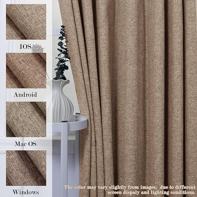 120" Wx96 L Linen Room Divider Drapes for Doorway/Glass Window/Sliding Door/Patio, Extra Wide Pinch Pleated Full Blackout Curtains for Girls Boys Teen Kids Room, 1 Panel, Taupe