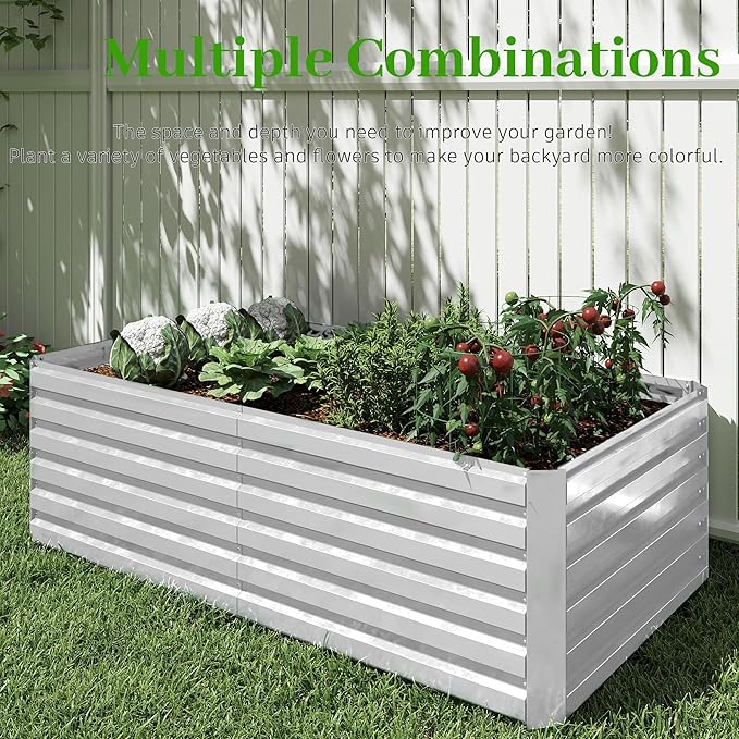 6x3x2 ft Raised Garden Bed, Large Metal Planter Raised Beds, Planters for Outdoor Plants for Vegetables, Flowers, Herbs, Fruits, and Succulents.(4 Pcs)