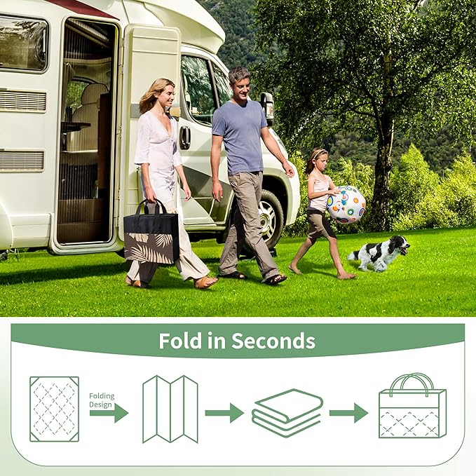 GENIMO Outdoor Rug 4' x 6' Waterproof for Patios Clearance, Reversible Outdoor Plastic Straw Camping Rug Carpet, Large Area Rugs Mats for RV, Camper, Deck, Balcony, Porch, Beach, Coffee&Beige