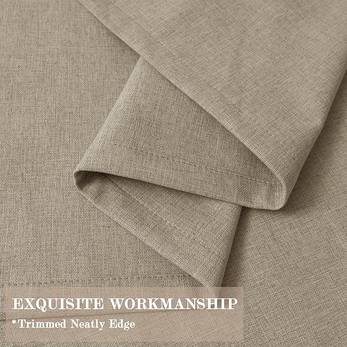 100% Blackout Linen Textured Drapes for Bedroom Pinch Pleated Curtains for Track System Portable Drapery for Sliding Glass Door/Storage/Space Room Divider, 70" Wx96 L, 1 PC, Light Khaki