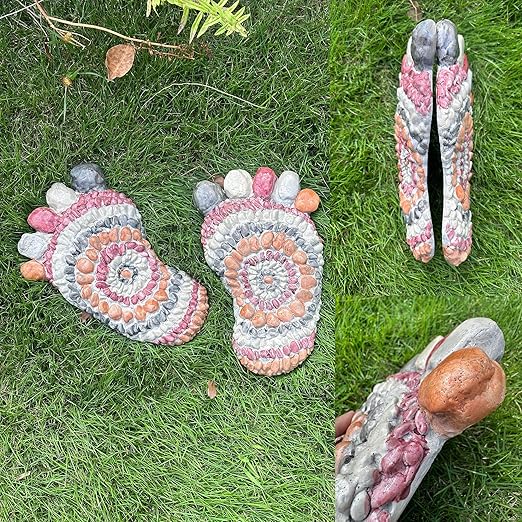 Garden Stepping Stones - Decorative Garden Stones for Patio, Deck, Garden or Sidewalk Faux Cobblestone Stepping Stones (Set of 2#A
